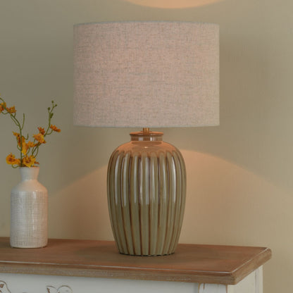 Zinnia Brown Ribbed Table Lamp