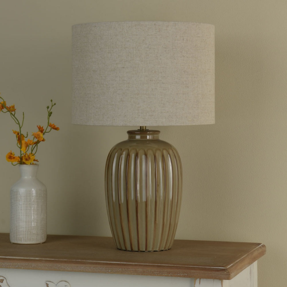 Zinnia Brown Ribbed Table Lamp
