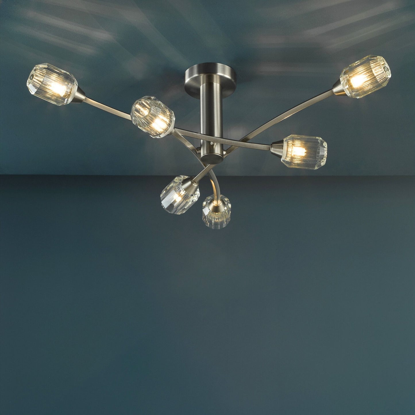 Zonda 6 Light Brushed Nickel Semi Flush Ceiling Light