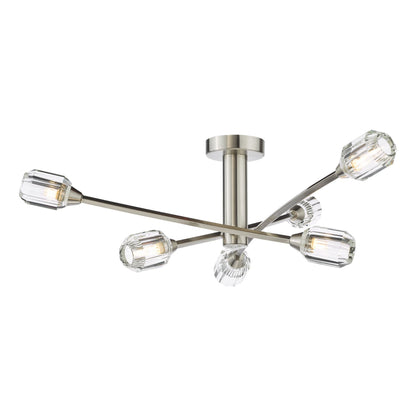 Zonda 6 Light Brushed Nickel Semi Flush Ceiling Light