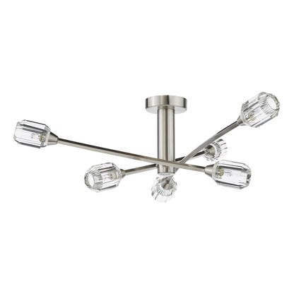Zonda 6 Light Brushed Nickel Semi Flush Ceiling Light